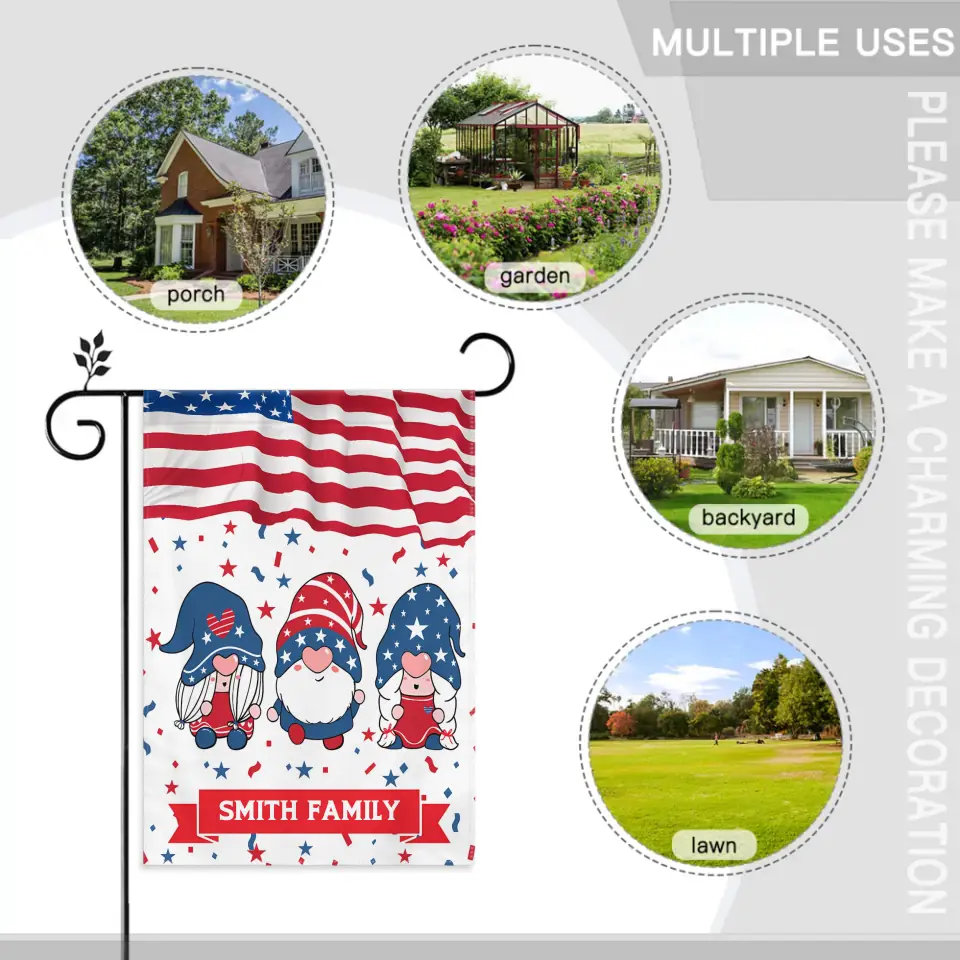 American Garden Flag 4th Of July Personalized Custom Garden Flag