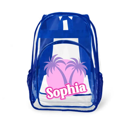 Coconut Tree Name Custom Clear Backpack - School Season Gifts
