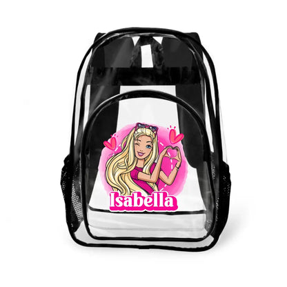 Love Girls Customized Name Clear Backpack - School Season Gift
