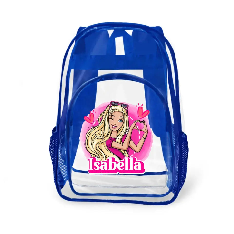 Love Girls Customized Name Clear Backpack - School Season Gift