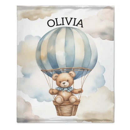 Personalized Pilot Teddy Bear Name Custom Blanket, Baby Shower Favors, New Baby Gifts
