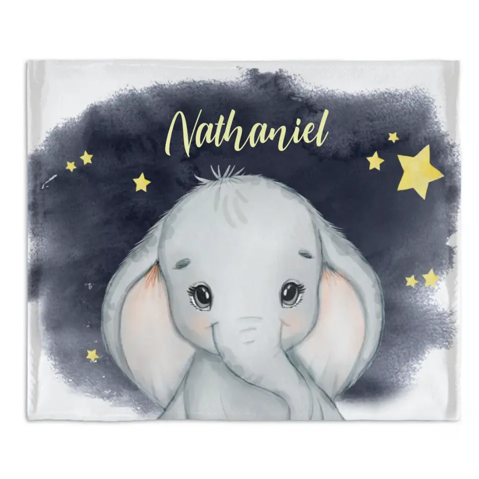 Personalized Animal Elephant Starry Night Sky Name Baby Blanket Gift