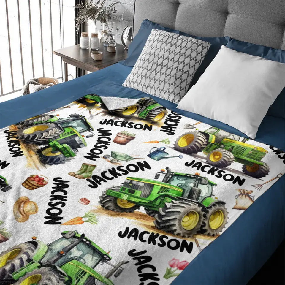 Monster Trucks Cars Motorcycles Collection - Customized Kids Name Blanket