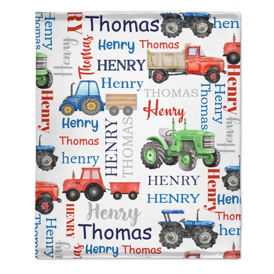 Monster Trucks Cars Motorcycles Collection - Customized Kids Name Blanket