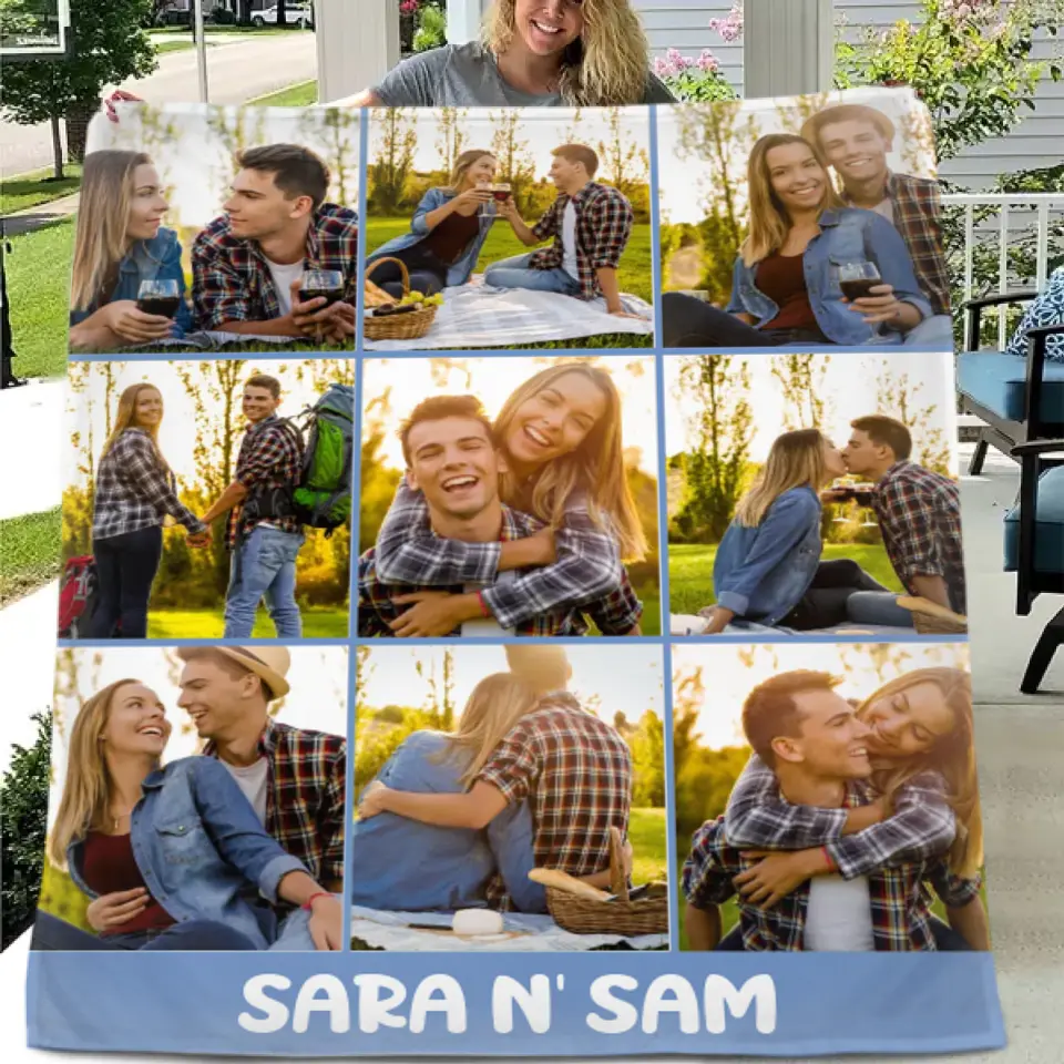 Personalized Photo Blanket with Text, Anniversary Gift Blanket, Gift for Her