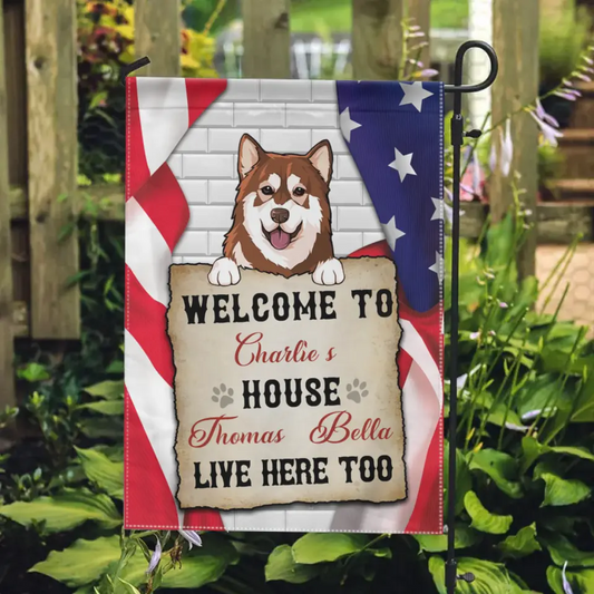 Personalized Garden Flag - Welcome To The Dog House, Decoration For Dog Lovers