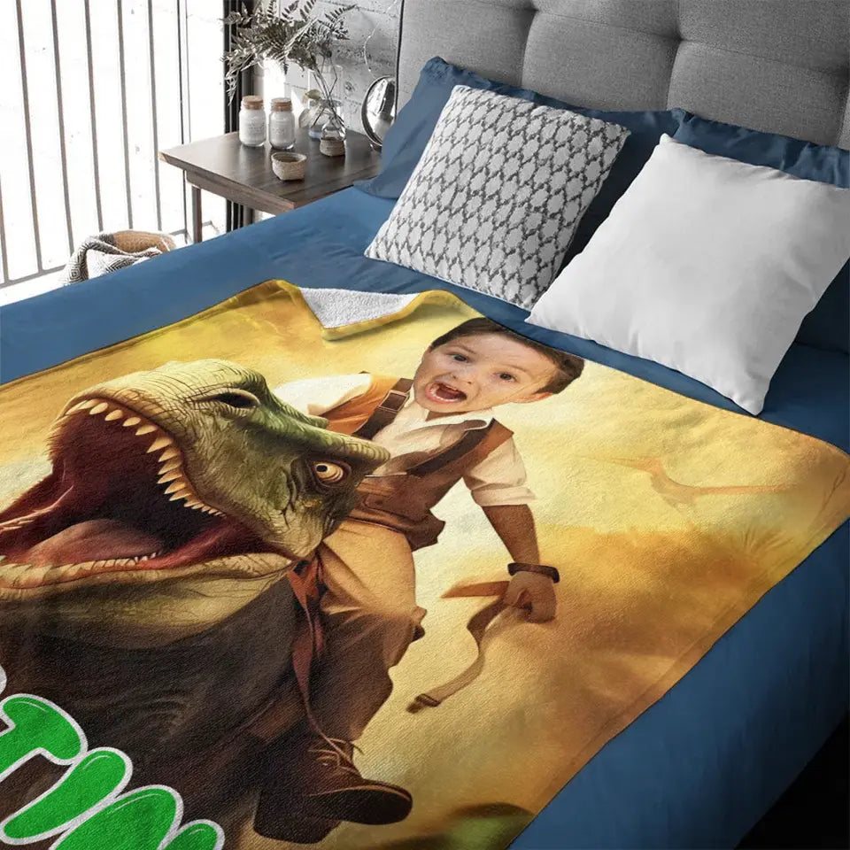 Custom Blankets PersonalizedPaw Boy Ride Dinosaur Blankets