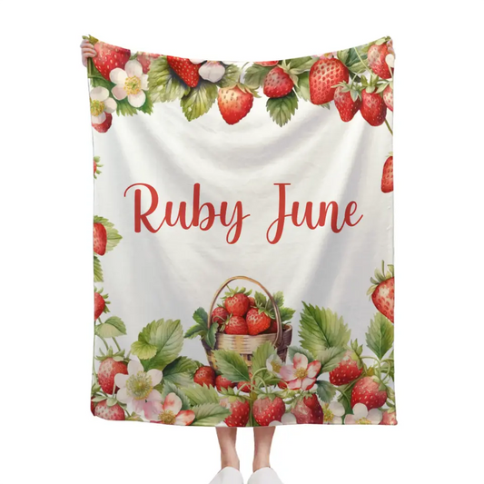 Strawberry Name Customized Blanket Gift for Girls