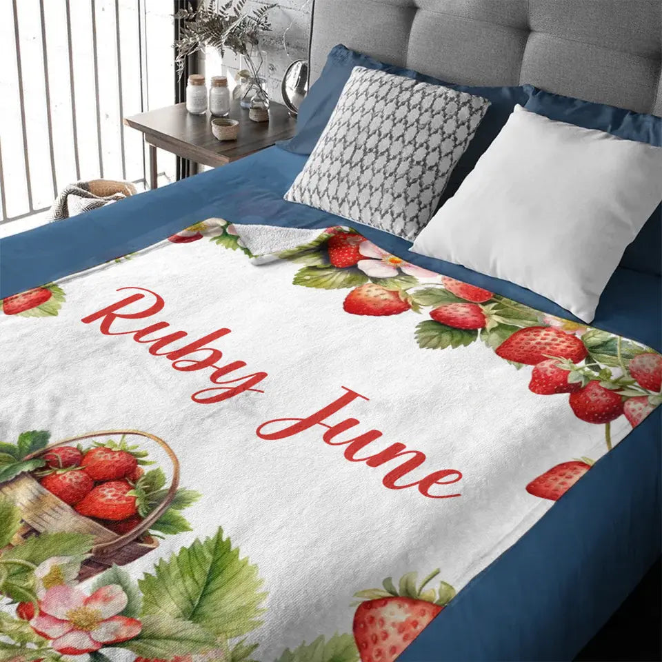 Strawberry Name Customized Blanket Gift for Girls