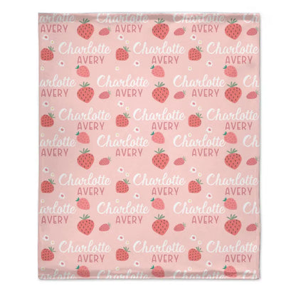 Strawberry Name Customized Blanket Gift for Girls