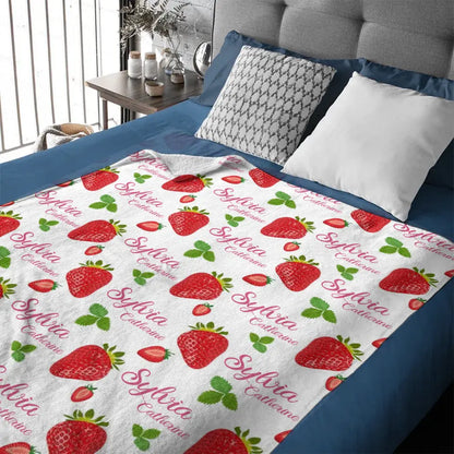 Strawberry Name Customized Blanket Gift for Girls