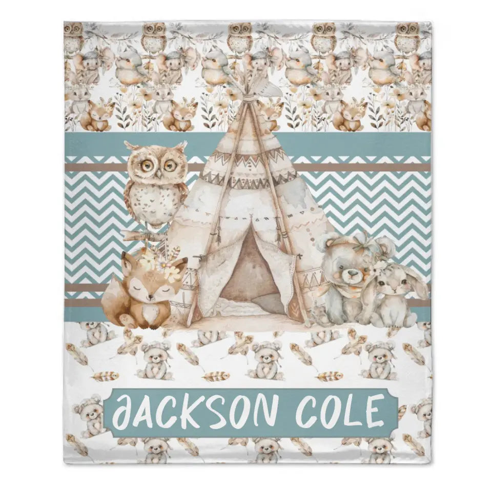 Name Customized Blanket Owl Bear Rabbit Fox Blanket