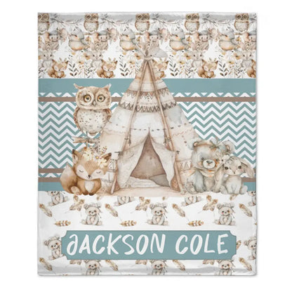 Name Customized Blanket Owl Bear Rabbit Fox Blanket