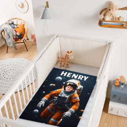 Personalized Astronaut Blanket With Photo, A Planet-Themed Gift For Outer Space Enthusiasts!