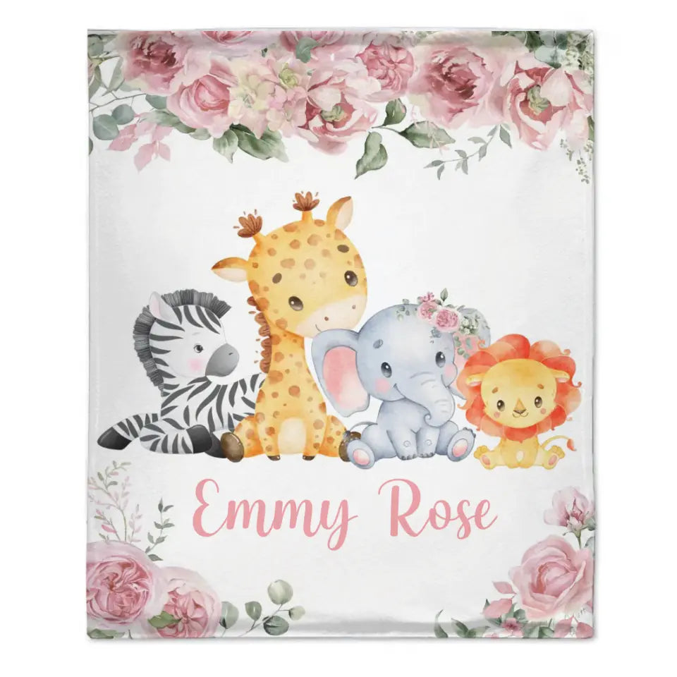 Name Customized Baby Blanket Girl Boy Flower Animal Pattern Baby Plush Blanket New Baby New Mom Gift