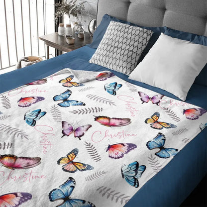 Butterflies Baby Blanket, Personalized Name Blanket Gift