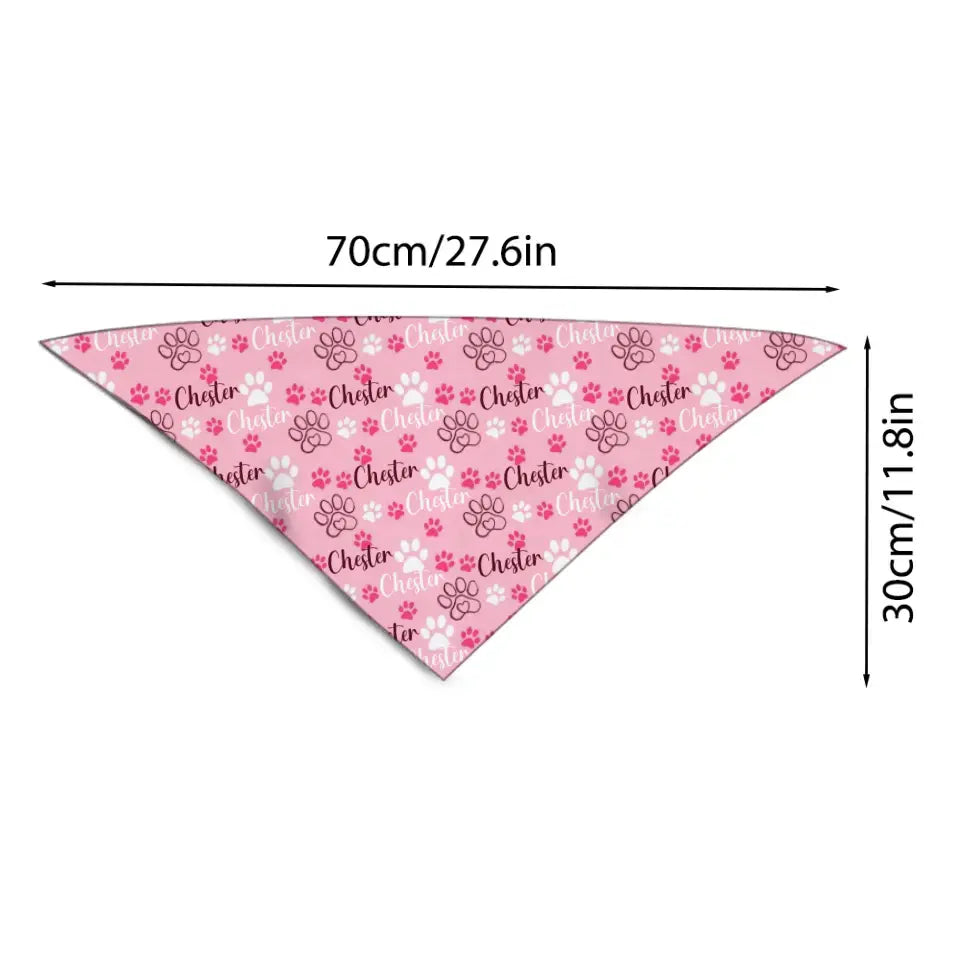 Personalized Cats and Dogs Footprints Name Triangle Bib Bandana, Gift For Dogs