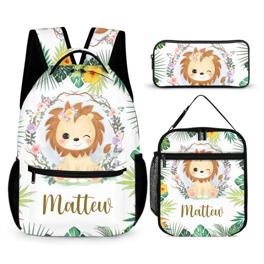 Personalized Lion Cub Wearing Flowers Backpack for Girls Boys