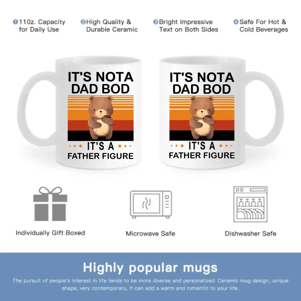 'It's Not a Dad BOD, It's a Father Figure' Dad Mug, Dad Birthday Gifts