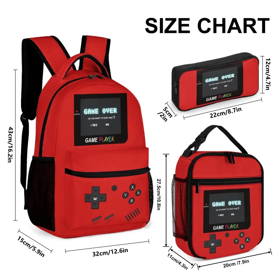 Press Start to Learning - Personalized Game Console Pattern School Backpack for Young Gamers