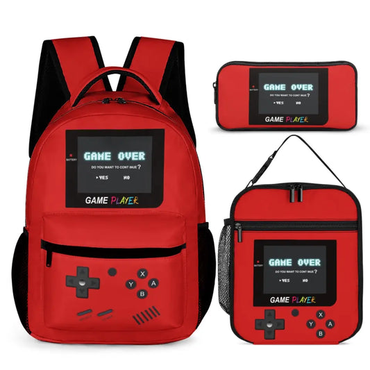 Press Start to Learning - Personalized Game Console Pattern School Backpack for Young Gamers