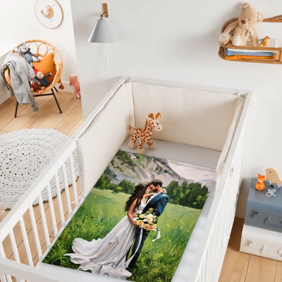 Canvas of Love: Personalized Photo Blanket in Oil Painting Style