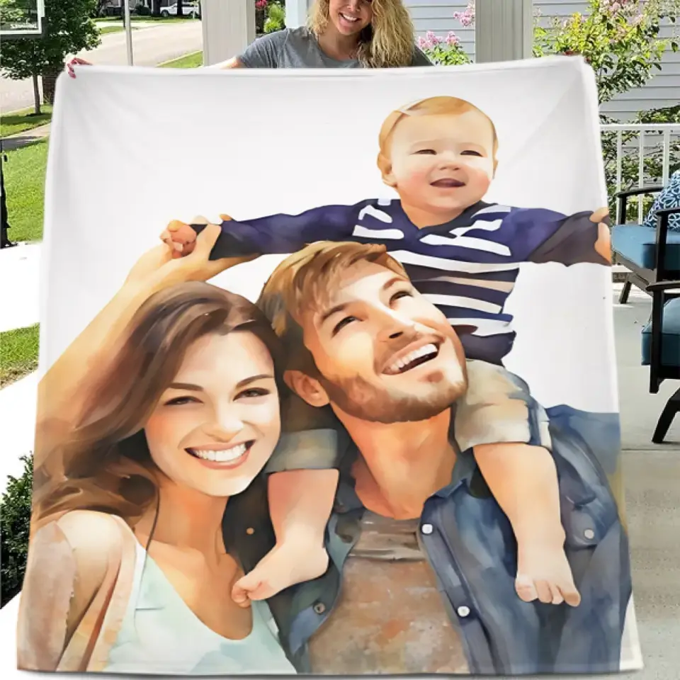 Cozy Canvas: Turning Family Photos into an Oil Painting Style Blanket