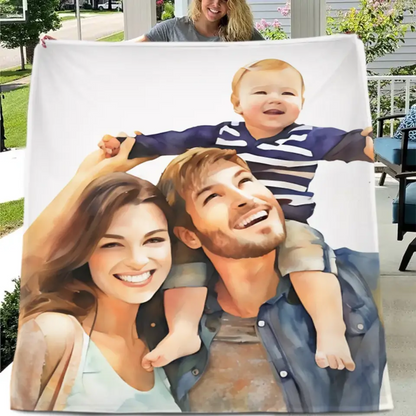 Cozy Canvas: Turning Family Photos into an Oil Painting Style Blanket