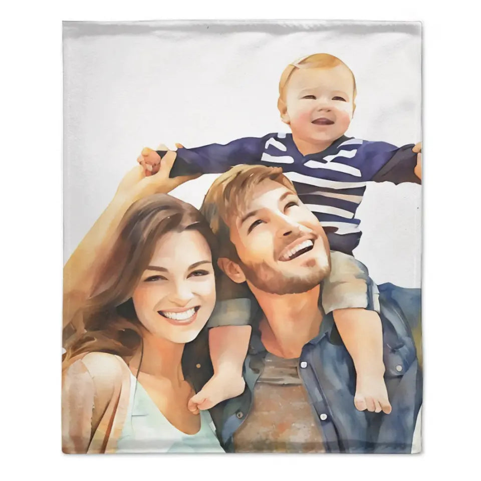 Cozy Canvas: Turning Family Photos into an Oil Painting Style Blanket