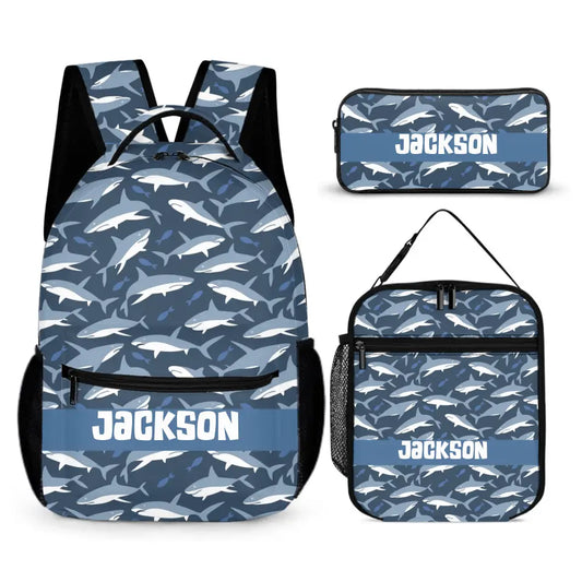 Shark Themed Personalized Name Custom Backpack - Gifts for Kids