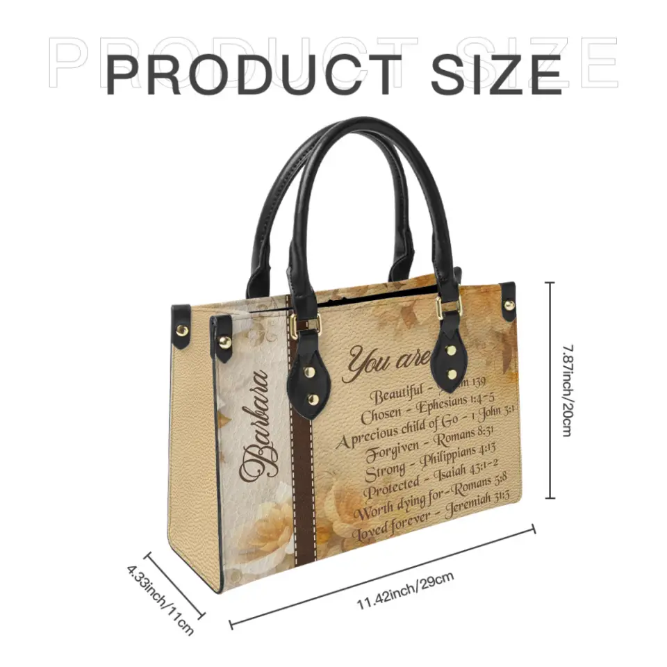 Personalized Christianart Leather Bag - You Are Protected Beautiful Strong Loved Leather Bag