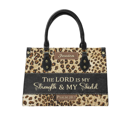 Personalized Christianart Leather Bag - The Lord Is My Strength & My Shield Psalm 28:7