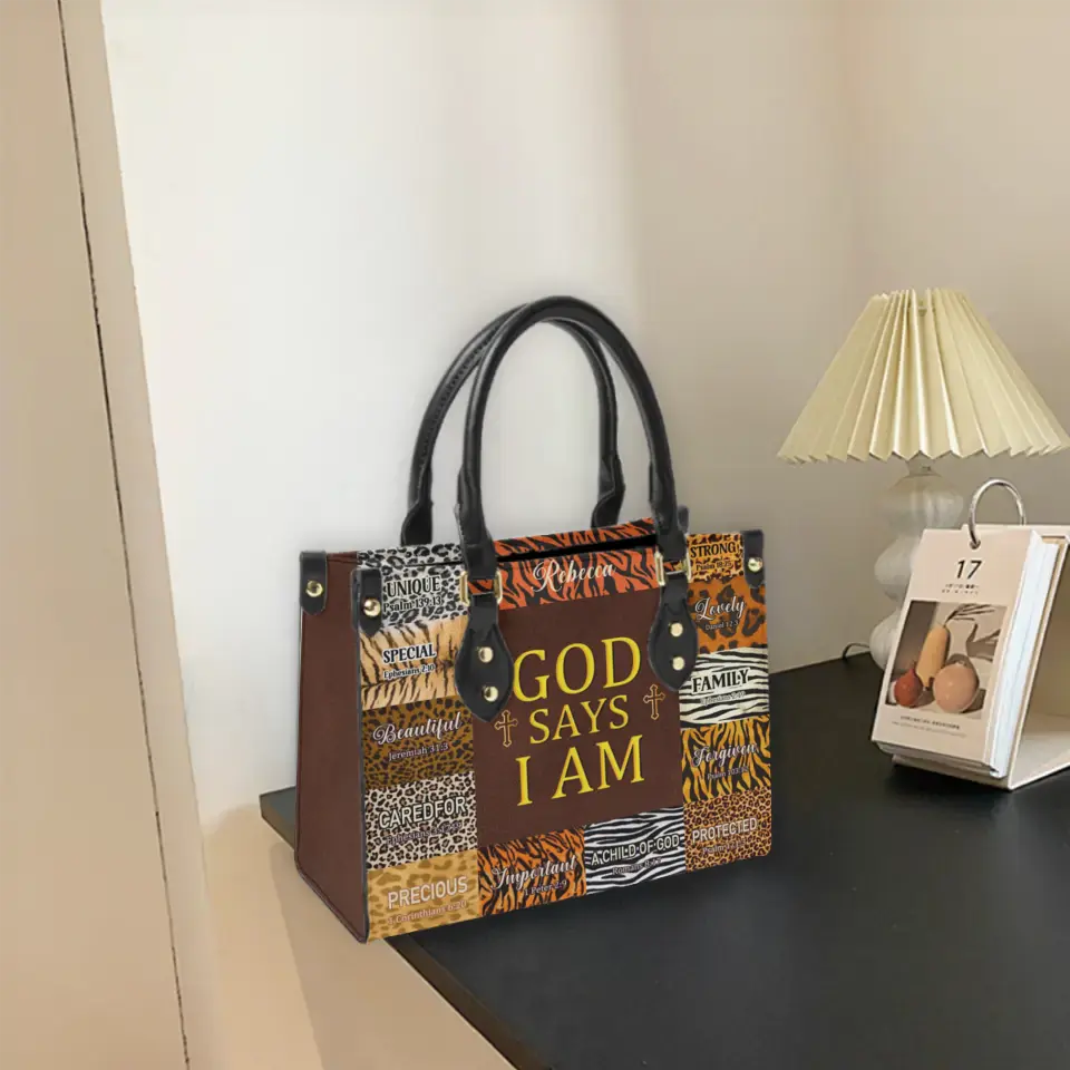 Personalized Leather Bag - God Says I Am Unique