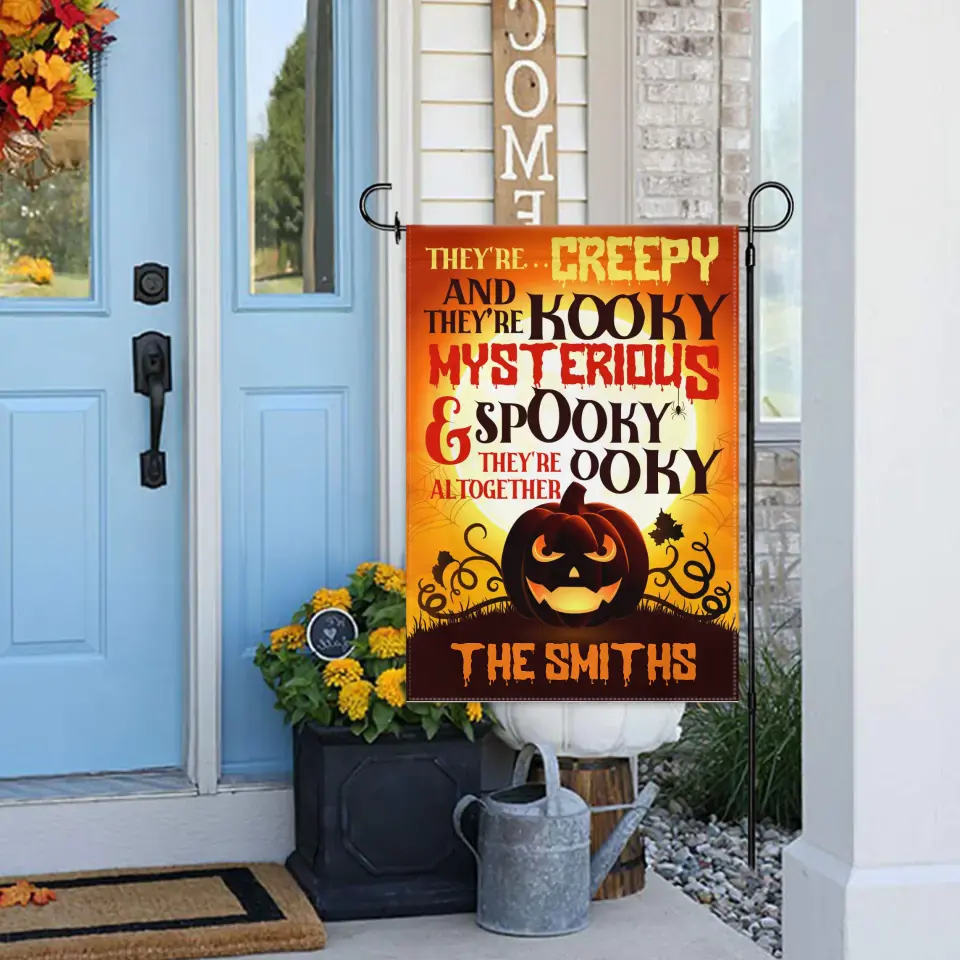 There're Creepy And There're Kooky - Personalized Funny Cat Flag, Halloween Ideas.