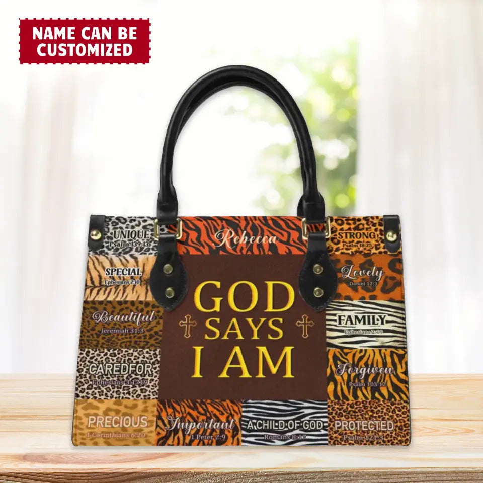 Personalized Leather Bag - God Says I Am Unique