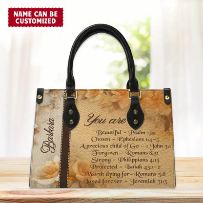 Personalized Christianart Leather Bag - You Are Protected Beautiful Strong Loved Leather Bag