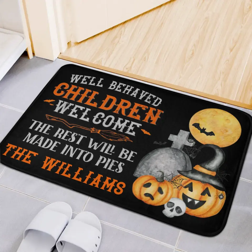 Halloween - Well Behaved Children Welcome - Personalized Decorative Mat