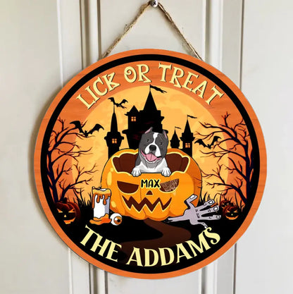 Happy Halloween - Lick Or Treat - Funny Personalized Door Sig