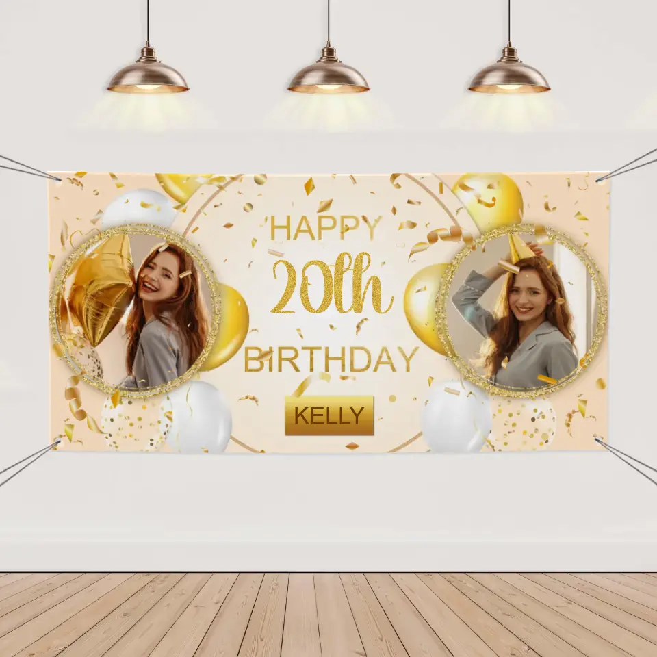 Custom Happy Birthday Banner Personalized Banners and Signs with Photo Name for Women Men Kids Party Decorations