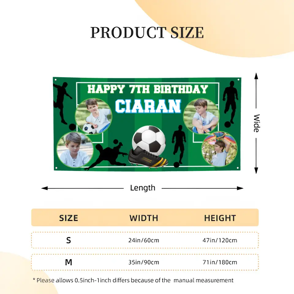 Personalized Birthday Photo Banner, Outdoor Football Lover Decoration