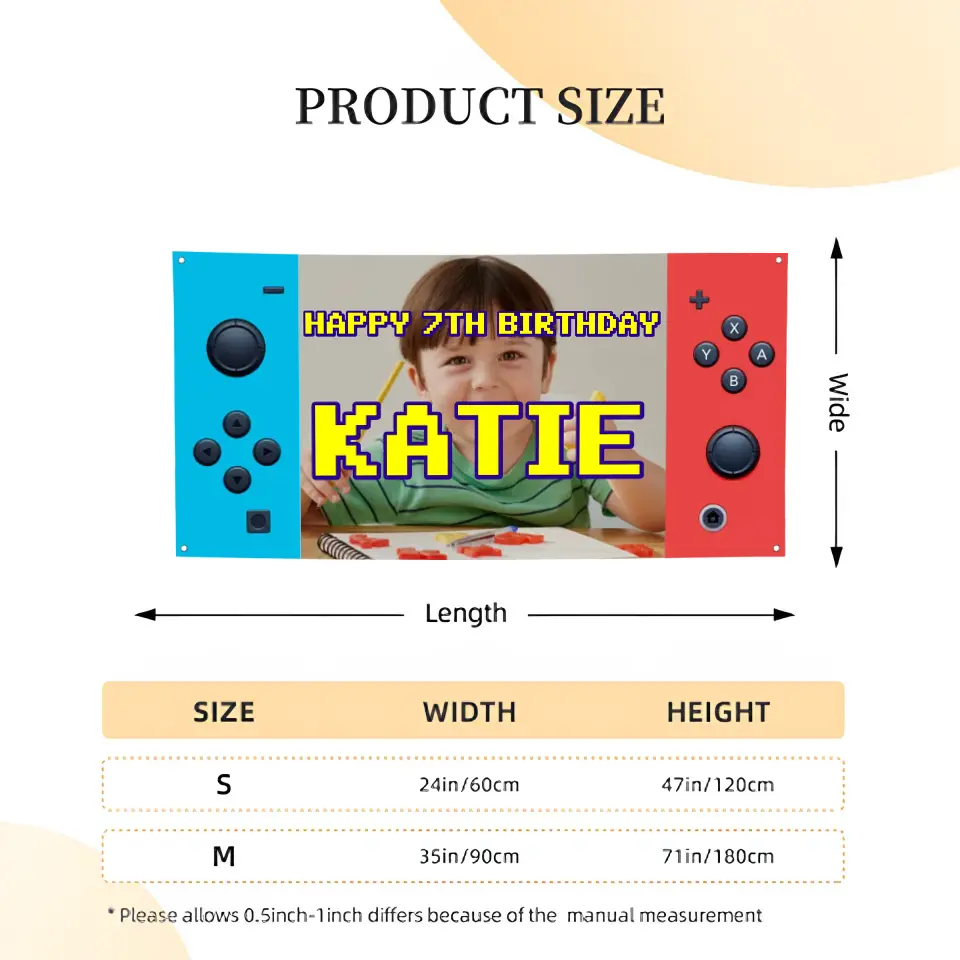 Personalized Birthday Banner Video Game Console Children Kids Party Birthday Decoration