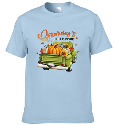 Personalized Custom Little Pumpkins Unisex T-Shirt - Gift For Grandma, Grandparents, Halloween Gift