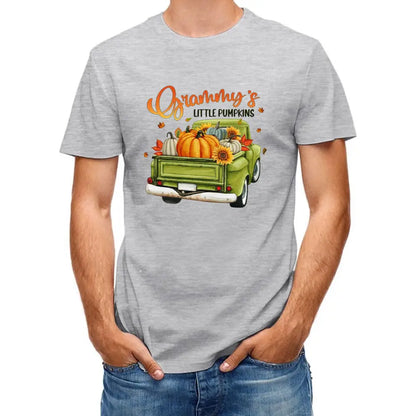 Personalized Custom Little Pumpkins Unisex T-Shirt - Gift For Grandma, Grandparents, Halloween Gift