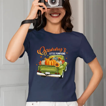 Personalized Custom Little Pumpkins Unisex T-Shirt - Gift For Grandma, Grandparents, Halloween Gift