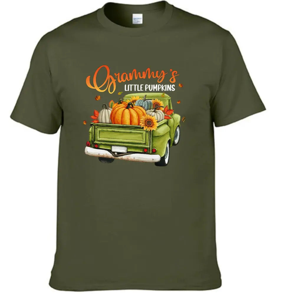 Personalized Custom Little Pumpkins Unisex T-Shirt - Gift For Grandma, Grandparents, Halloween Gift