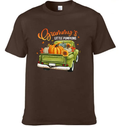 Personalized Custom Little Pumpkins Unisex T-Shirt - Gift For Grandma, Grandparents, Halloween Gift