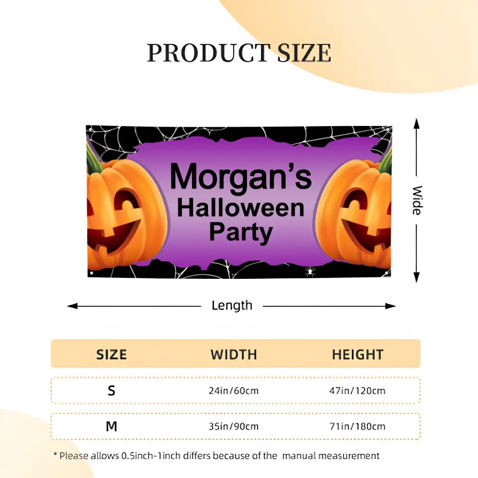 Personalized Halloween Party Banner With Big Pumpkin