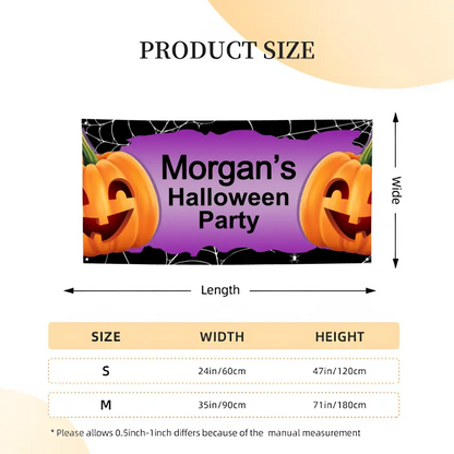 Personalized Halloween Party Banner With Big Pumpkin