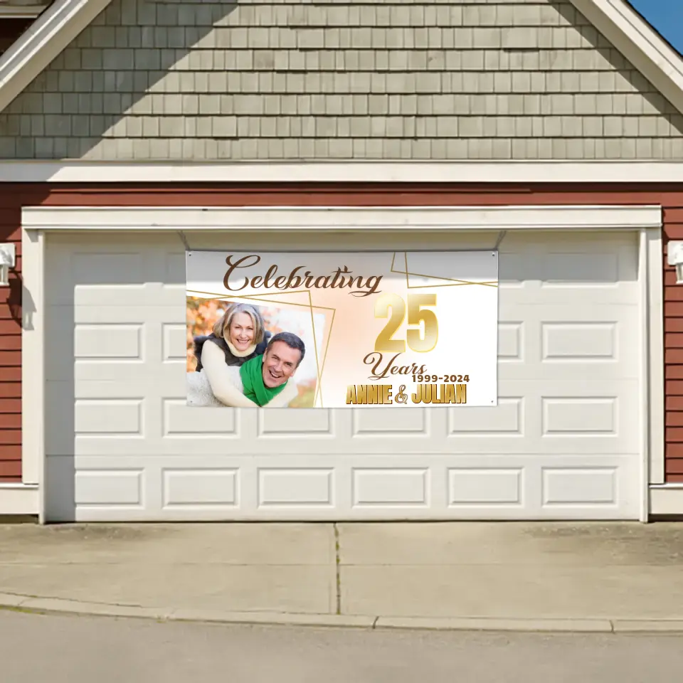 Customized Banner With Photo And Name - Personalized Anniversary Banner - Gift For Couples, Couples' Anniversary