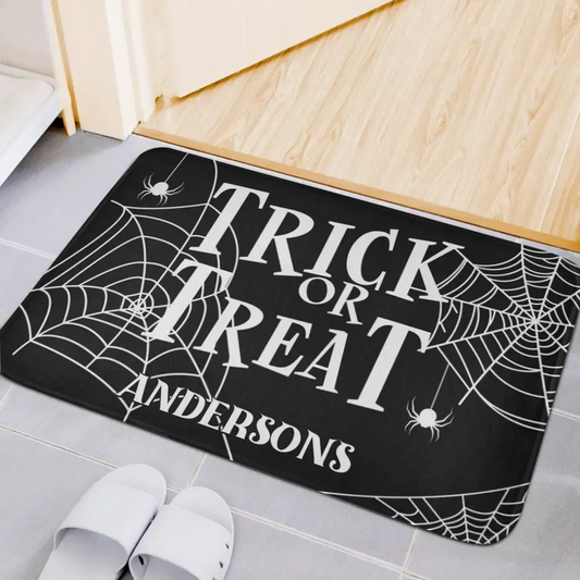 Custom Trick Or Treat Doomat - Personalized Halloween Furniture Decoration Doormat - Halloween Gift for Family Members